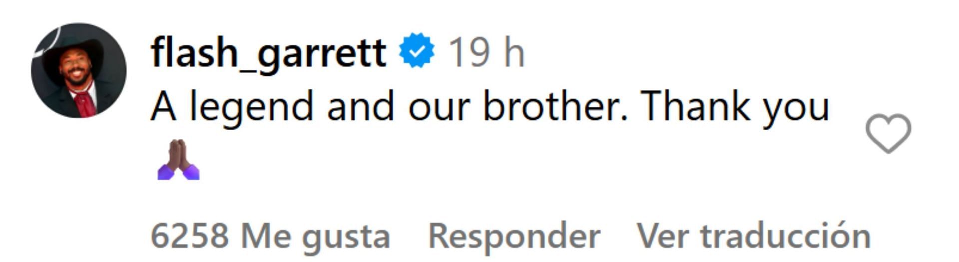 Garrett's comment on Nick Chubb's post. (Credits: IG/Myles Garrett)